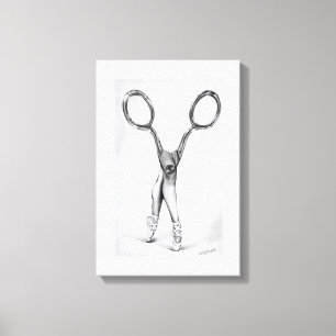 Lienzo Danza de ballet Tijeras Bailarina Dibujo surrealis