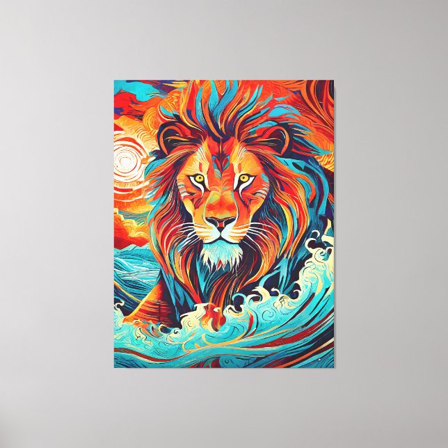 Lienzo Danza de Fuego del León (Anverso)