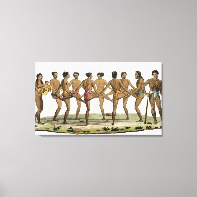 Lienzo Danza de los isleños de Caroline, plato 22 de 'Le (Anverso)