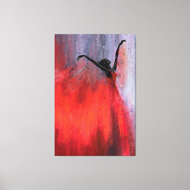 Lienzo Danza en rojo - Resumen de pintura original (Anverso)