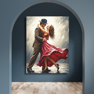Lienzo Danza Romántica Bajo la Lluvia 