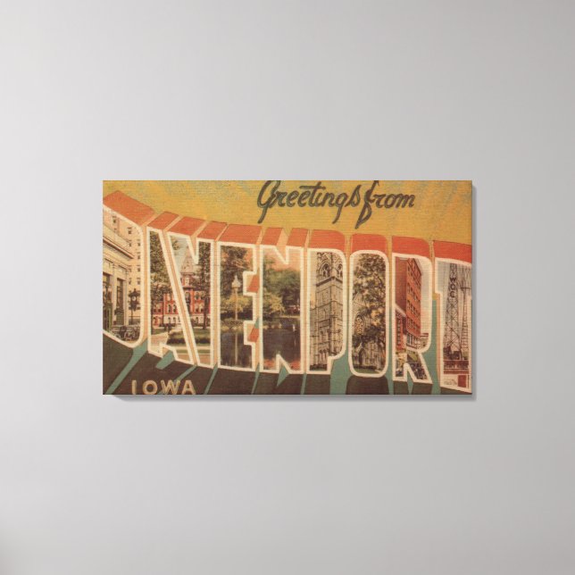 Lienzo Davenport, Iowa - Escenas de letras grandes (Anverso)