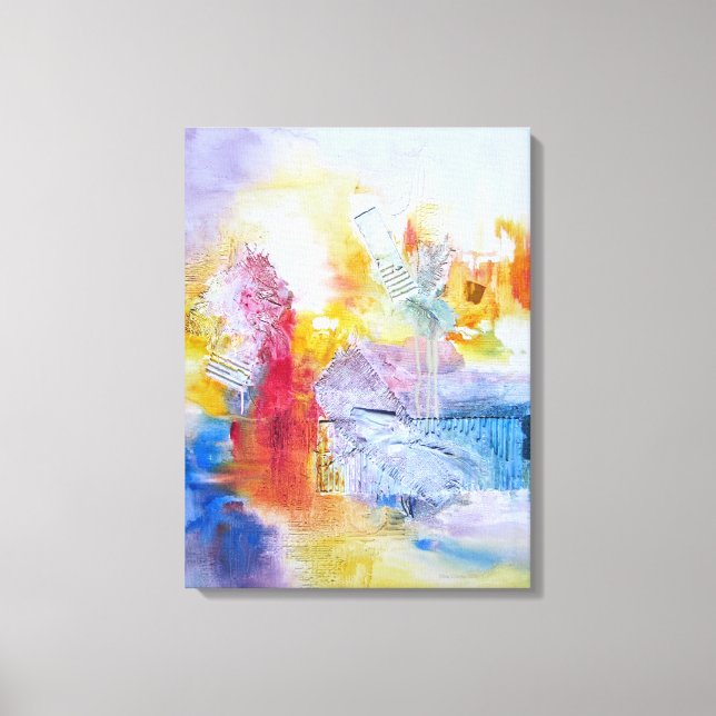 Lienzo de arte abstracto de amarillo rojo azul (Anverso)