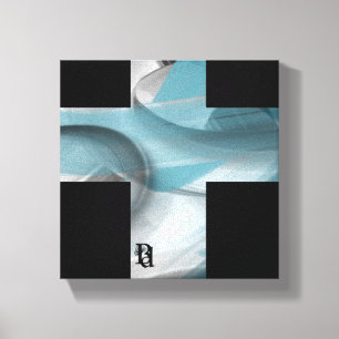 Lienzo de arte abstracto de tendencia 8x8" negro b