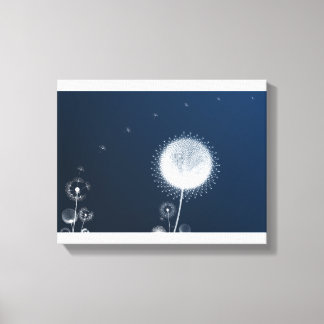 Lienzo de Arte de Pared de Dandelión de Noche Azul