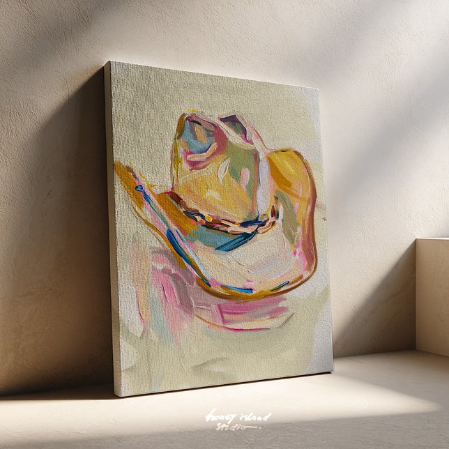 Lienzo de Arte de Pared Sombrero Vaquero (cowgirl hat art, western decor, boho wall art, country style, rustic canvas, cowgirl aesthetic, dese)