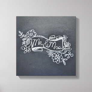 lienzo de arte en pizarra para mr y mrs