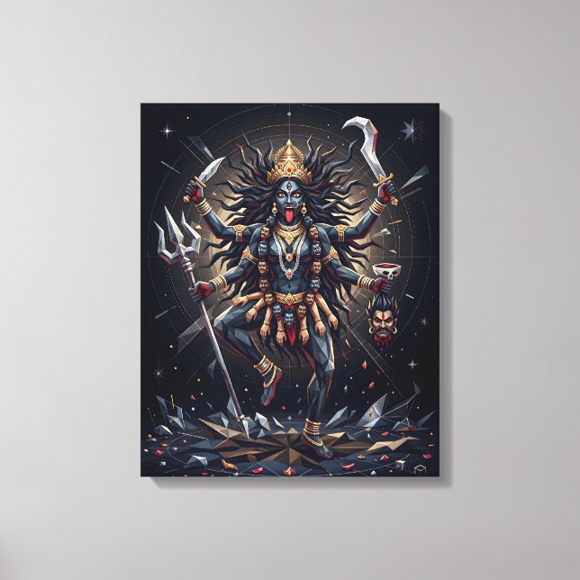 Lienzo de arte geométrico de Maa Kali (Anverso)
