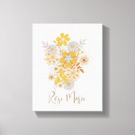 Lienzo de arte mural boho de flores personalizadas