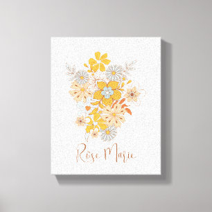 Lienzo de arte mural boho de flores personalizadas