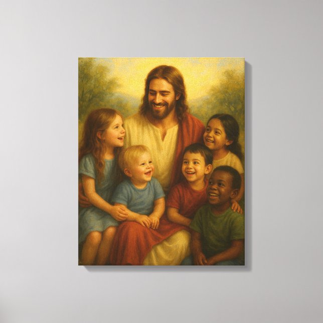 Lienzo De Arte Parcial De Jesus And Children™ LDS (Anverso)