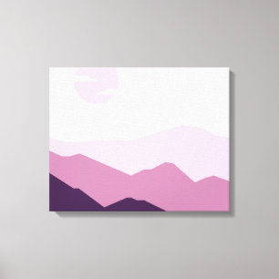 Lienzo de arte rosa y malva Minimalista de atardec