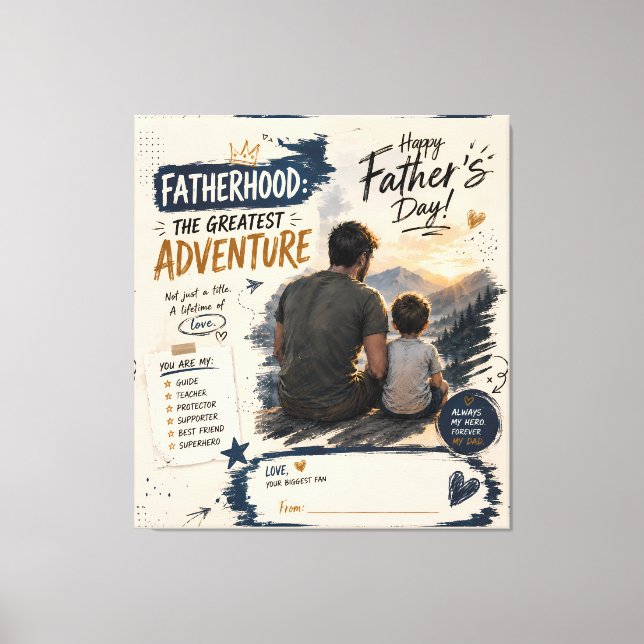 Lienzo de aventura de paternidad personalizada (Anverso)