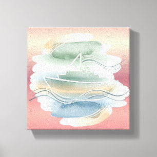 Lienzo de barco abstracto - Sandy Beige, Dusty Blu