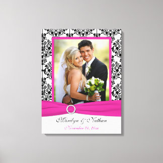 Lienzo de bodas de damasco blanco, negro y rosa