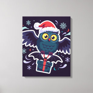 Lienzo de búho de Navidad adorable