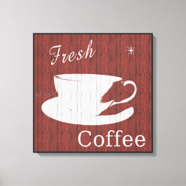 Lienzo de café de madera meteorada - rojo