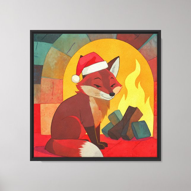Lienzo de chimenea de Navidad de Flicker el Zorro (Anverso)