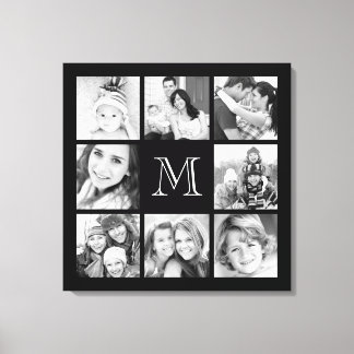 Lienzo de Collage de fotos de familia monograma pe