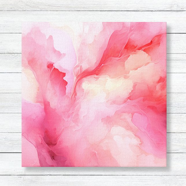 Lienzo de color de agua rosado abstracto (Abstract Pink Watercolor Printed Canvas - Any Room or Girl's Nursery Wall Art Decor)