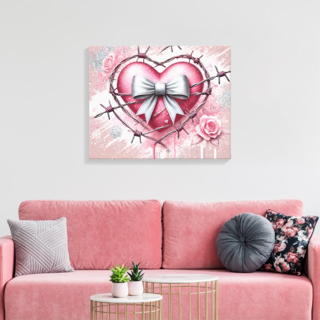 Lienzo de corazón rosa (Insitu (Sala de estar))