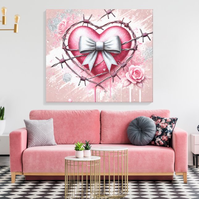 Lienzo de corazón rosa (Insitu (Sala de estar))