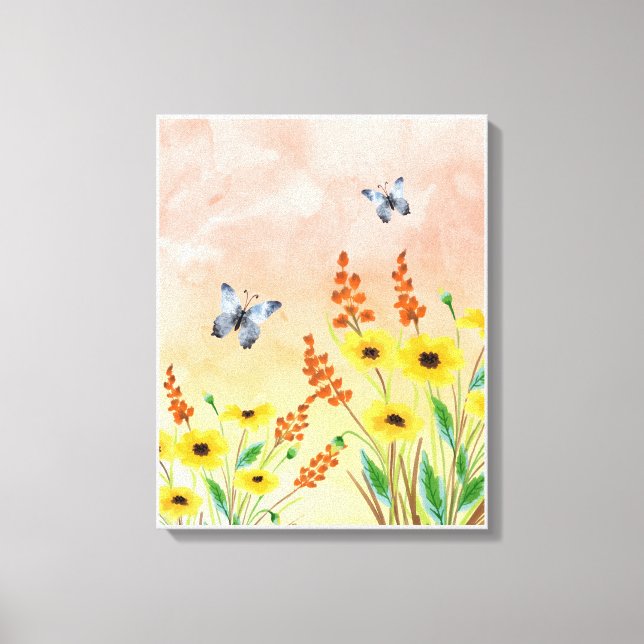 Lienzo de flores de Ilustracion naranja (Anverso)