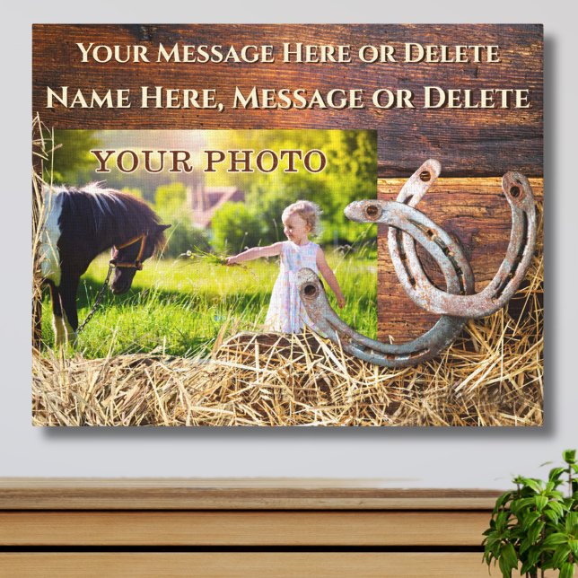 Lienzo de fotos de caballos, con tu foto y mensaje (Horse Memorial Gifts, or, Personalized Horse Gifts for Horse Lovers. Gifts for Horse Owners. )