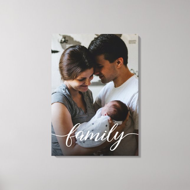 Lienzo de fotos familiares personalizado con guión (Anverso)