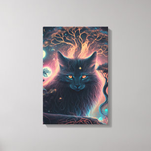 Lienzo de gato negro místico Regalo de bruja
