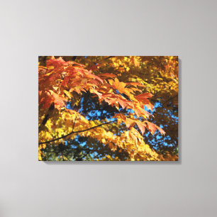 Lienzo de Hojas de Otoño Dorado