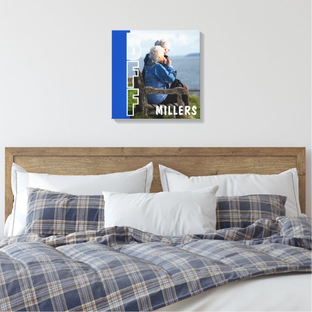 Lienzo de Ilusión Fotográfica Azul de Amigos para  (Insitu(Dormitorio))