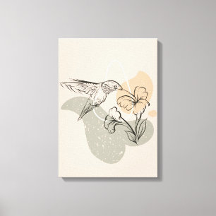 Lienzo de Ilustracion de pájaro colibri estilo mar
