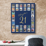 Lienzo De Imitación 21st Birthday Chapter 21 Family Photo Collage<br><div class="desc">Celebrate your loved one's 21st birthday in style with this unique personalized gift. Our blue and gold faux canvas family photo collage template is a perfect way to commemorate the milestone. Create a lasting memory with photos of family, friends and cherished moments, all featured in a stunning faux canvas print....</div>