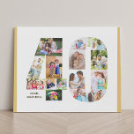 Lienzo De Imitación 40.º Collage de fotos de cumpleaños número 40 Neut<br><div class="desc">Crea tu propio regalo de fotos personalizado para un cumpleaños 40. Este claro collage de fotos está en la forma del número 40 sobre un fondo blanco con arena beige neutra / bordes amarillos mudos y una tipografía moderna de bronce. El collage puede contener 15 fotos y la plantilla está...</div>