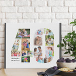 Lienzo De Imitación 40.º Collage de fotos de cumpleaños número 40 Pers<br><div class="desc">Crea tu propio regalo de fotos personalizado para un cumpleaños 40. Este claro collage de fotos está en la forma del número 40 en un fondo blanco con bordes grises de carbón. El collage puede contener 15 fotos y la plantilla está preparada para que añadas tus fotos favoritas en el...</div>