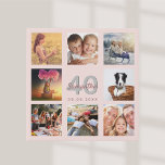 Lienzo De Imitación 40.º nombre de oro del rosa de foto de personaliza<br><div class="desc">Un regalo de cumpleaños número 40 único, celebrando su vida con un collage de 8 de sus fotos. Añada imágenes de su familia, amigos, mascotas, pasatiempos o destino de viaje de ensueño. Personalice y agregue un nombre, edad 40 y fecha. Letras de color oro gris y rosa oscuro. Un fondo...</div>