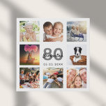 Lienzo De Imitación 80.ª foto personalizado de cumpleaños monograma bl<br><div class="desc">Un regalo de cumpleaños número 80 único, celebrando su vida con un collage de 8 de sus fotos. Añada imágenes de su familia, amigos, mascotas, pasatiempos o destino de viaje de ensueño. Personalice y agregue un nombre, edad 80 y fecha. Letras de color gris y negro. Un fondo blanco moda....</div>
