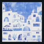 Lienzo De Imitación Acuarela moderna de Santorini<br><div class="desc">Pintura acuarela de la preciosa Oia en Santorini en Grecia. Arte original de Nic Squirrell.</div>