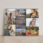 Lienzo De Imitación Amar la vida con el Collage de fotos 7 - Madera Rú<br><div class="desc">Rústico colage de fotos falso lienzo que puedes personalizar con 7 de tus fotos favoritas. Este diseño de efecto de madera de granja de campo está escrito con las palabras "amando la vida contigo" en un elegante guión escrito a mano y tipografía de tipografía delgada. La plantilla de fotos está...</div>