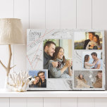 Lienzo De Imitación Amar la vida con tu mármol gris 5 Collages de foto<br><div class="desc">Elegante tela falsa que puedes personalizar con 5 de tus fotos favoritas. La plantilla está preparada para que agregue sus fotos, trabajando de izquierda a derecha. Las fotos están colocadas contra un moderno mármol acuático de color gris y blanco, con un elegante diseño geométrico en gris y coral. La frase...</div>