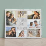 Lienzo De Imitación Amar la vida contigo 7 Collages de fotos - Mármol<br><div class="desc">Moderno colage de fotos falso lienzo que puedes personalizar con 7 de tus fotos favoritas. La plantilla está preparada para que añadas tus fotos, trabajando en el sentido de las agujas del reloj desde la parte superior izquierda. Las fotos están colocadas contra un elegante mármol acuarela de color gris y...</div>