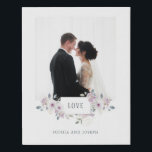 Lienzo De Imitación Amor | Foto Embellecida con flores<br><div class="desc">Esta hermosa huella cuenta con rosas de acuarela rosa y rosada,  hojas grises verdes y azules,  y acentuadas con ilustraciones florales en oro falso,  rodeando un marco que dice "Amor". Añade tus nombres y tu foto personal o boda favorita para completar este aspecto impresionante y romántico.</div>