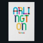 Lienzo De Imitación Arlington Texas Mid Century, Pop Art,<br><div class="desc">Arlington Texas clásico estilo retro de retroceso de los años 70 y 80. Colores primarios luminosos en el estilo artístico abstracto del siglo XX con elementos geométricos simples. Arte pop vintage. Simple negrita,  usa tu ciudad natal en voz alta.</div>
