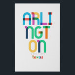 Lienzo De Imitación Arlington Texas Mid Century, Pop Art,<br><div class="desc">Arlington Texas clásico estilo retro de retroceso de los años 70 y 80. Colores primarios luminosos en el estilo artístico abstracto del siglo XX con elementos geométricos simples. Arte pop vintage. Simple negrita,  usa tu ciudad natal en voz alta.</div>