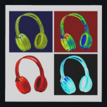 Lienzo De Imitación Auriculares Pop Art<br><div class="desc">Pinturas pop de música moderna - Auriculares Diseño gráfico</div>