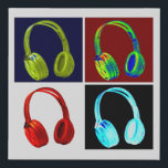 Lienzo De Imitación Auriculares Pop Art<br><div class="desc">Pinturas pop de música moderna - Auriculares Diseño gráfico</div>