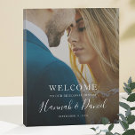 Lienzo De Imitación Bienvenida a la cena de Boda fotográfico completo<br><div class="desc">Este simple cartel de bienvenida para un boda de moda incluye tu foto favorita y texto en blanco, incluidos tus nombres en un guión animado y caprichoso. Puede cambiar el tipo de letra y la redacción para que se adapten a su estilo. Dependiendo del color de su foto, puede que...</div>