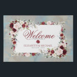 Lienzo De Imitación Bienvenidos el Boda Floral Dusty Blue Burgundy de<br><div class="desc">¡Una hermosa manera de dar la bienvenida a sus invitados a su evento! Este magnífico diseño cuenta con botánicos florales de acuarela pintados a mano cuidadosamente digitalizados en marsala rosa y burdeos, con un fondo de color azul polvoriento y un texto en burdeos. Parte de un conjunto de coincidencias. Copyright...</div>