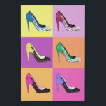 Lienzo De Imitación Bombas Pop Art Stiletto / zapatos / talones<br><div class="desc">Tela envuelta en falso en una "Glorificación del Stiletto": Representación de arte pop de la amada bomba de stiletto</div>